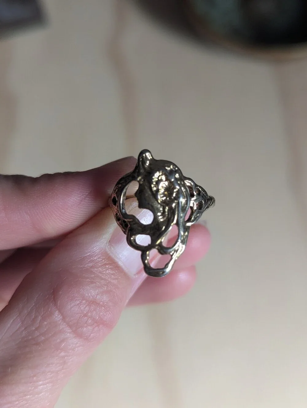 Art Nouveau Faux Gold Ring